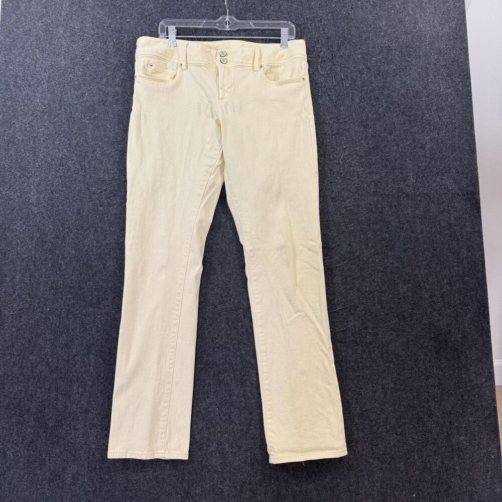 Lilly Pulitzer Worth Straight Jeans Women's 12 Yellow Mid Rise Stretch Denim